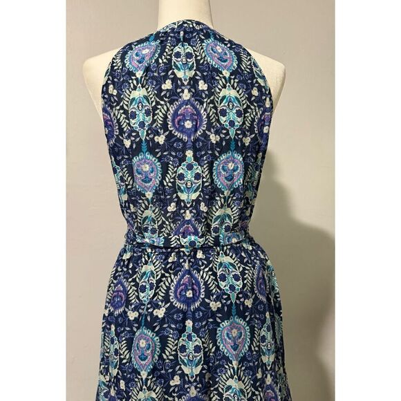 Talbots 6P Floret Medallion maxi dress cinched tie waist - Picture 6 of 9